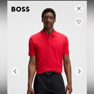 Hugo Boss Mens Red Short Sleeve Piqué Polo Shirt XL Classic Fit Logo